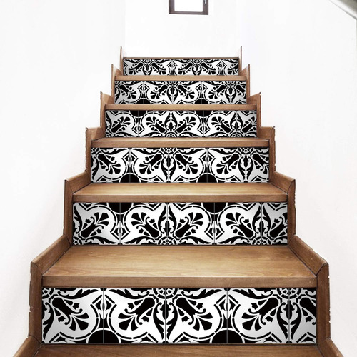 Amazingwall - Adhesivo Para Escalera, Color Blanco Y Negro, 