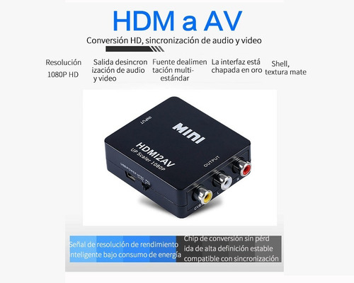 Adaptador De Convertidor De Audio Y Video Tv Hdmi A Rca 1080