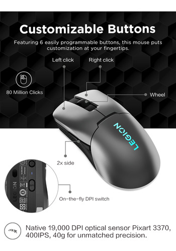 Ratón Inalámbrico Para Juegos Lenovo Legion M600s Rgb 19.000