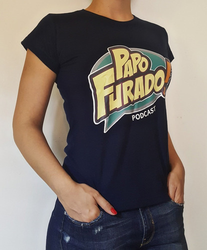 Camisa Papo Furado Podcast Feminina (azul Marinho)
