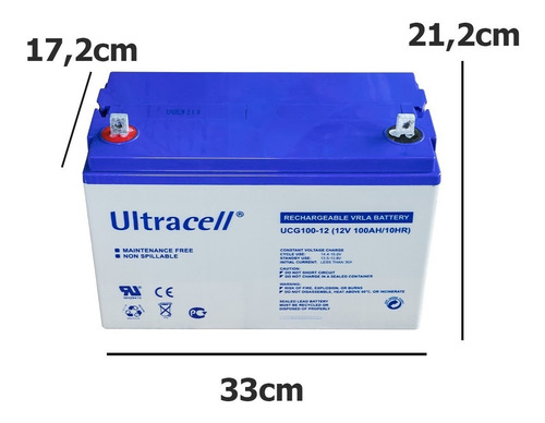 Imagen 2 de 3 de Batería Ciclo Profundo Gel 12v 100ah P/ Energía Solar Eólica
