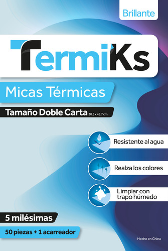 Mica Termica Doble/cta 5 Ml 30.5x45.7 (250 Pzas) Termiks