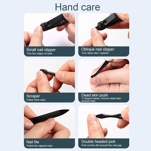 Kit De Limpieza De Uñas Juego De Herramientas Con Cortapelos