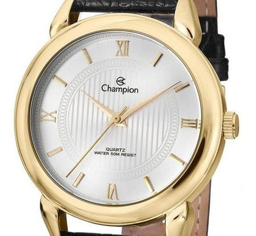 Relogio Masculino Dourado Champion Pulseira Couro Original