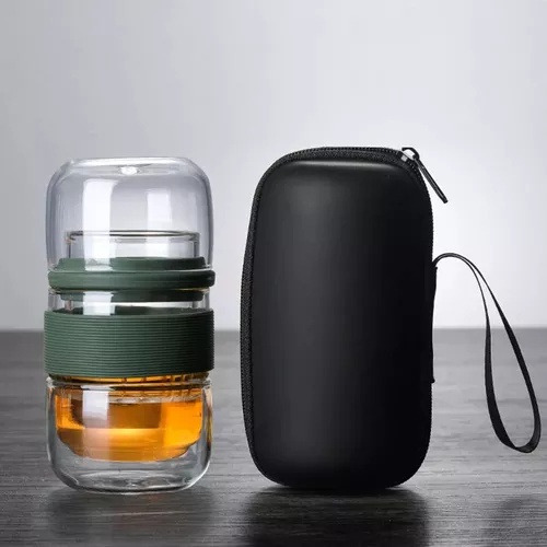 / Juego De Té Portátil De Viaje, Botella Infusora De Vidrio