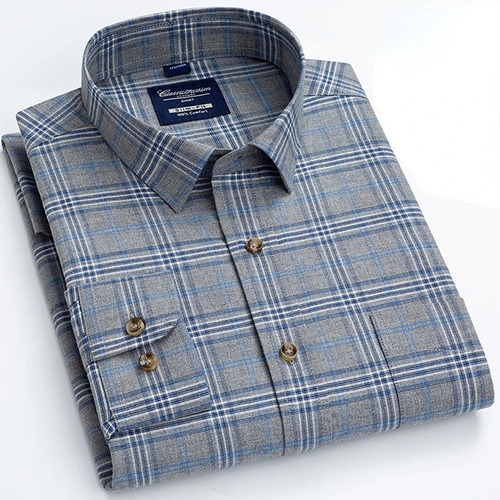 Camisa A Cuadros A Rayas, Camisa De Algodón Para Hombre, Cam