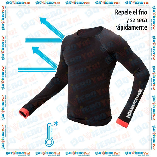 Imagen 4 de 7 de Remera Camiseta Térmica Microfibra Moto Frío Ninetoone Rival