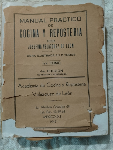 Antiguo Manual Práctico De Cocina Y Repostería 