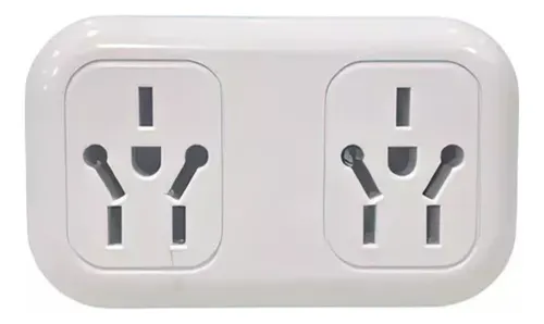 Set X3 Adaptador Enchufe Ficha Doble Multitoma Color Blanco