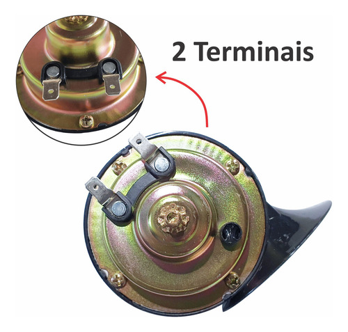 Par Buzinas Caracol Com 2 Terminal Carro Universal 12v Alto