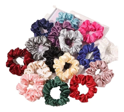 Scrunchies De Satin Kit X3 Bambas Cuidado Del Cabello Moñas 