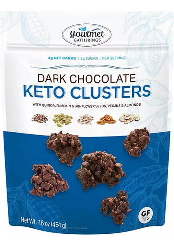 Dark Chocolate Keto Clusters C/nuez 454 Gr Importado