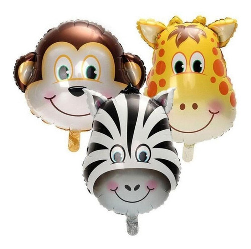 Imagem 2 de 2 de Balão Bexiga Metalizado Safari - Animais 12 Unidades 30/40