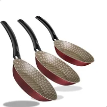 Comprar Jogo De 3 Frigideiras Tramontina Antiaderente Turim Vermelho