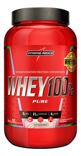 Whey 100% Pure 907gr - Whey Concentrado - Integralmédica Sabor Morango