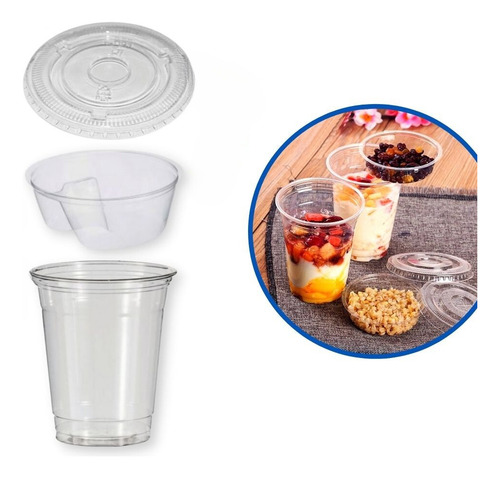 Copo 354ml+tampa Reta S/ Furo+separador Berço Bompack 250un