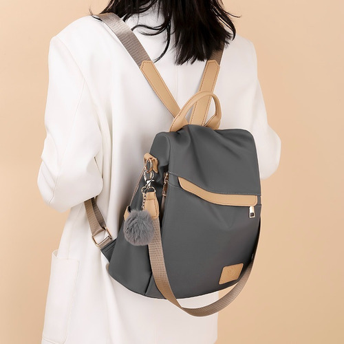 Mochila Mujer YRC Backpack Urbana Paño De Oxford Impermeable Anti-robo Monedero Color Gris 15L