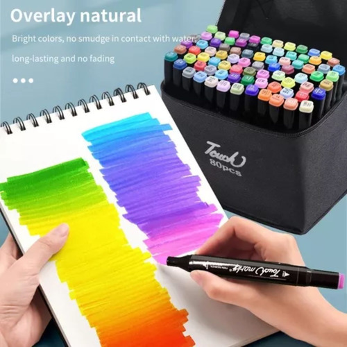 Conjunto de canetas Adkar de ponta dupla, caneta para colorir, 80 peças de lápis, edredom permanente, marcadores coloridos de ponta dupla, marcadores de álcool Adkarshop