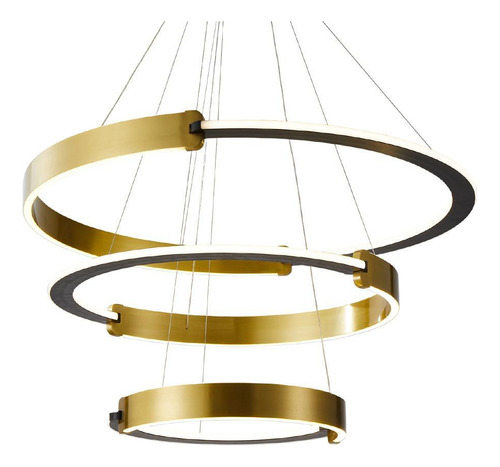 Lustre Pendente Nordecor Uoli 2574 Preto/ouro Fosco Led Bivo