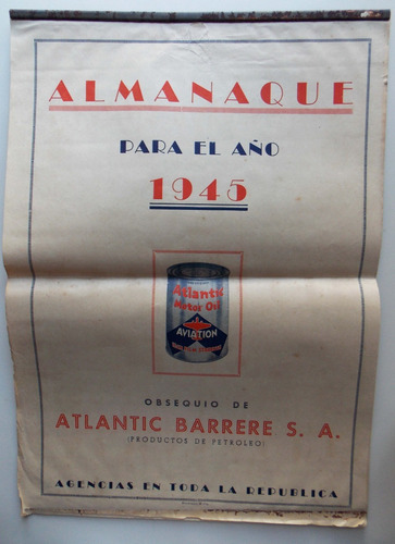 Almanaque Atlantic Barrere S. A. Año: 1945