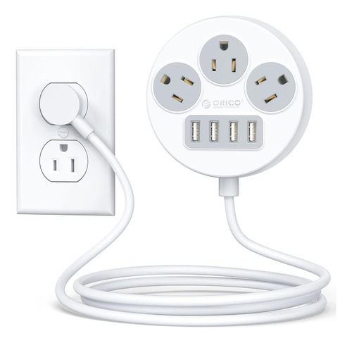 Regleta De Enchufe Plano Orico Con Puertos Usb, Cable De Ext