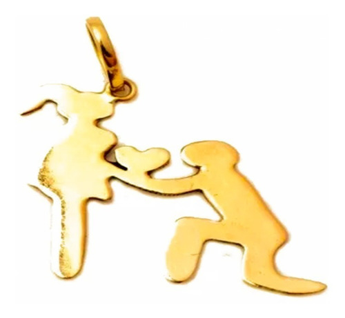 Pingente Ouro 18k Namorados Noivos Pedido De Casamento + Porta Joias 0058