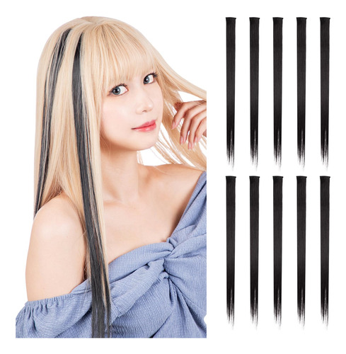 Classe - 10 Extensiones De Cabello De Colores Con Clip, De 2