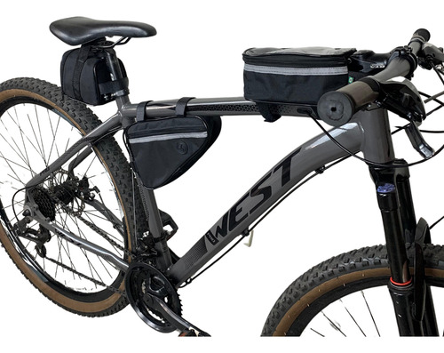 Kit Bolsa Bike Triangular Quadro Banco Selim Porta Celular