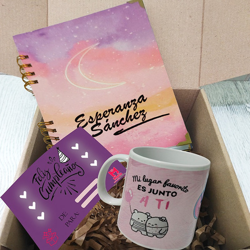 Regalos Personalizados Cumpleaños- Libreta + Taza Con Nombre