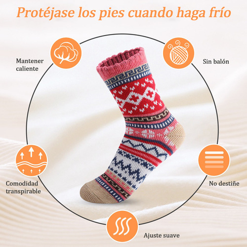 5 Pares Calcetines De Lana De Punto Para Invierno Calcetines