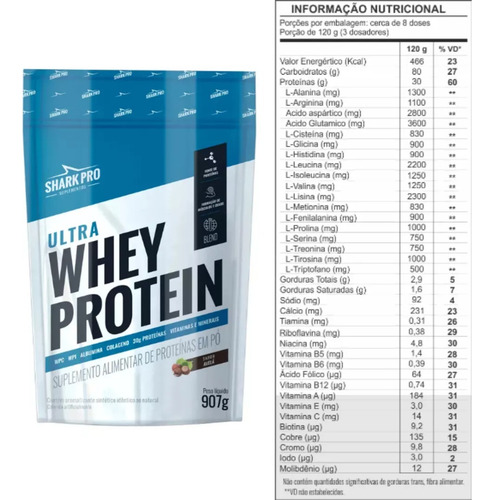 Kit 3 Whey Protein 100% Shark Pro Ultra Concentrado 900g