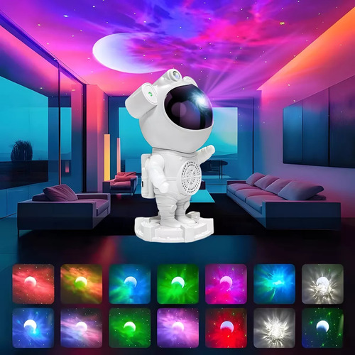 Astronauta Proyector Led/ga-laxia Lampara Blue-tooth Blanco