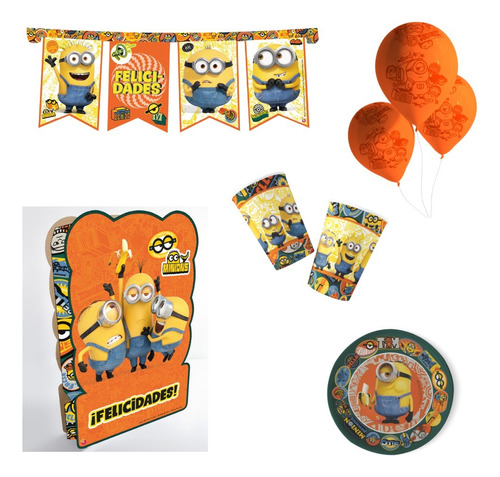 Combo Cotillon Minion Mi Villano Favorito Cumpleaños 5 Perso