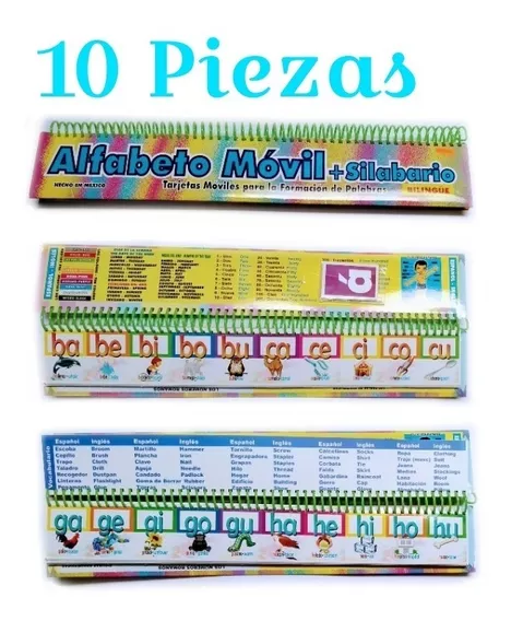 10 Alfabetos Móviles+silabario Móvil+verbos Bilingüe