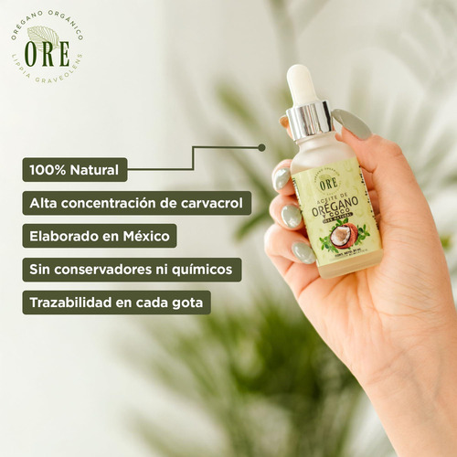 Ore Aceite De Oregano Y Coco 100% Natural Organico 30 Ml