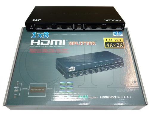 Splitter Hdmi 1 Entrada 8 Salidas 3d 1.4 1080p 4kx2k