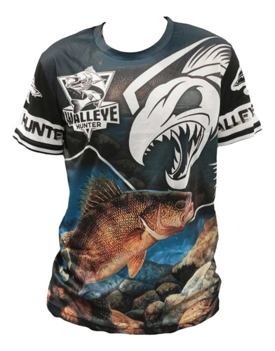 Polera Camiseta Estampado Pesca Outdoor Pls8