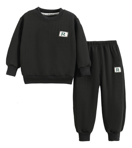 Conjunto Deportido Casual De Sudarera, Pantalones Para Ninos Negro 2-3 A