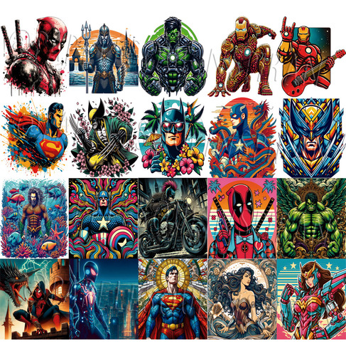 Kit Imprimible Superheroes Sublimación Png Stickers