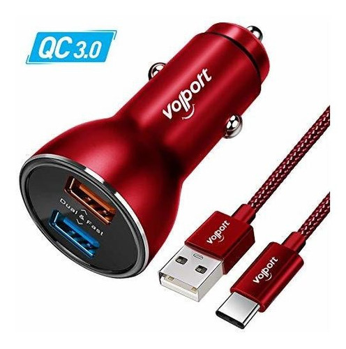 39w Fast Dual Usb Car Charger, Volport 3a Metal Rapid Led Li