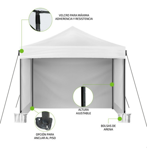 Imagen 5 de 10 de Gazebo Autoarmable 3x3 Playa Plegable Con Paredes Exterior
