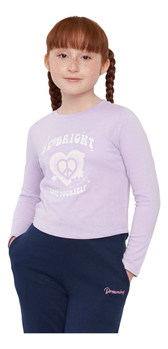 Polera Niña Manga Larga Fun Lila Corona