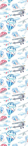 Imagem 3 de 3 de Papel Parede Adesivo Infantill Menino Avião Balão Paraquedas
