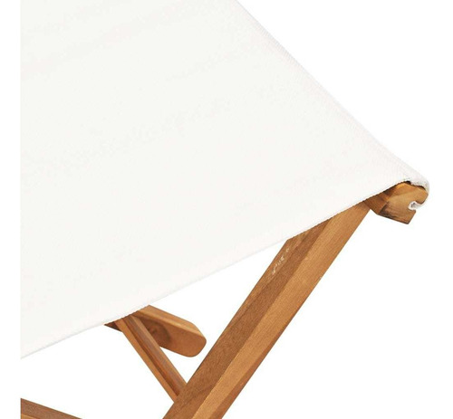 Sillas Plegables 2 Pzas Madera Teca Y Tela Crema Blanco Color Café