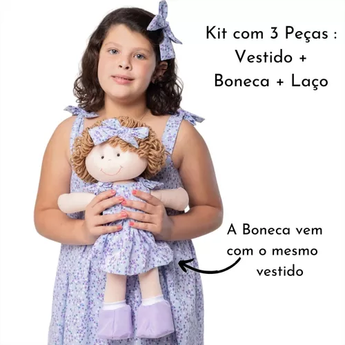 Kit Tal Mãe Tal Filha Vestido Infantil + Roupa Boneca