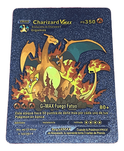 Juego Carta De Pokemon Negra De Colección Charizard Vmax