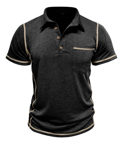 Camisa Transpirable De Manga Corta Con Bolsillos De Moda