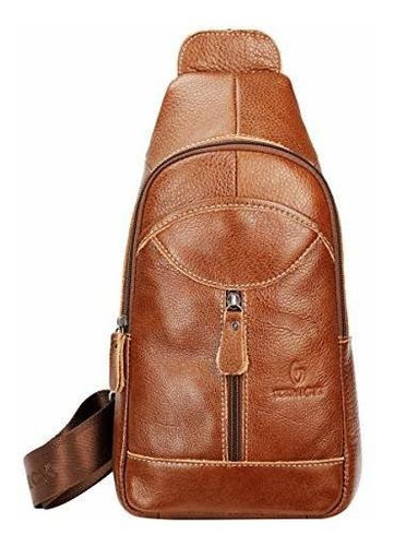 Cuero Auténtico Hombro Mochila Para Hombres Mujeres Sling C