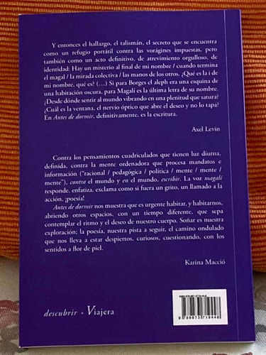 Imagen 2 de 4 de Libro Antes De Dormir De Magalí Levin Viajera Poesía