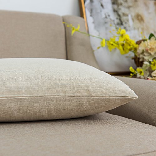 Jeanerlor Funda De Almohada Decorativa De Lino Con Forro Sin